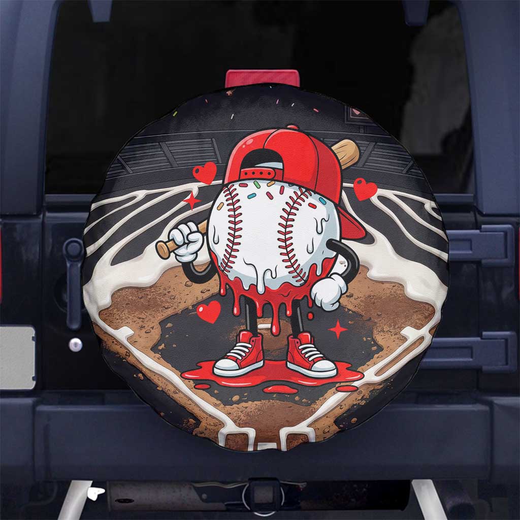 Baseball Drip Icecream Spare Tire Cover Boy Valentine Day Melting Cream Pattern