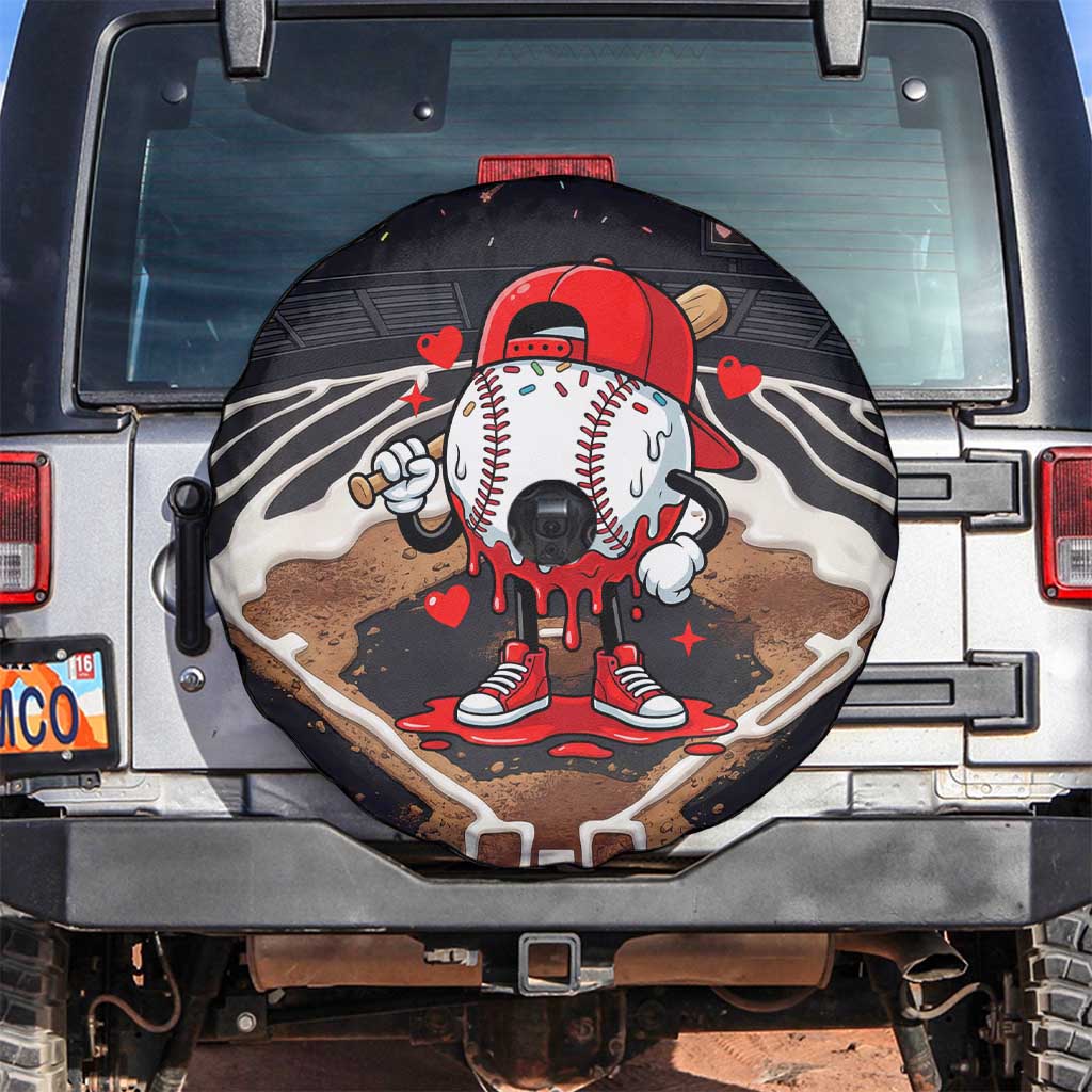 Baseball Drip Icecream Spare Tire Cover Boy Valentine Day Melting Cream Pattern
