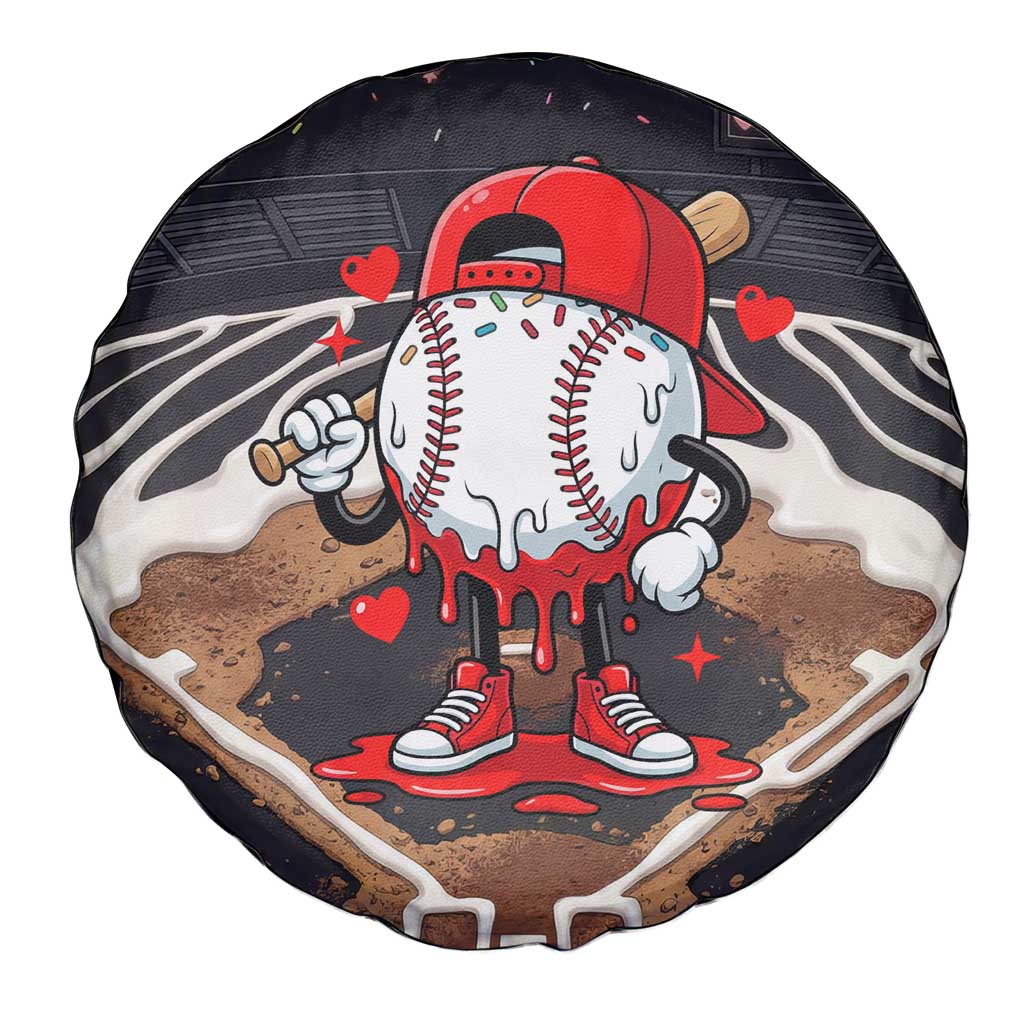 Baseball Drip Icecream Spare Tire Cover Boy Valentine Day Melting Cream Pattern