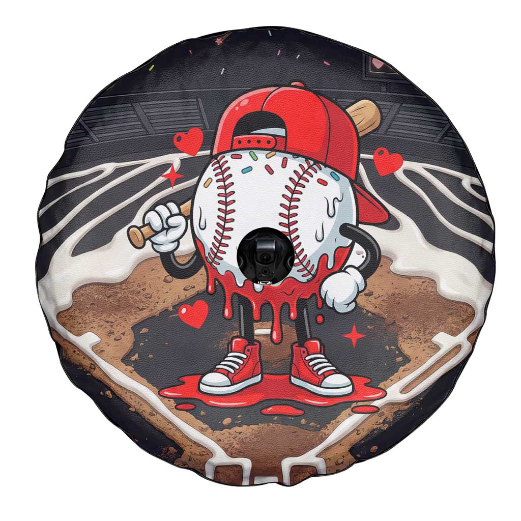 Baseball Drip Icecream Spare Tire Cover Boy Valentine Day Melting Cream Pattern