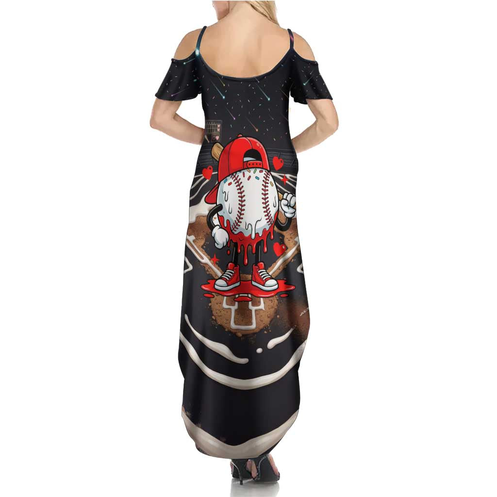 Baseball Drip Icecream Summer Maxi Dress Boy Valentine Day Melting Cream Pattern