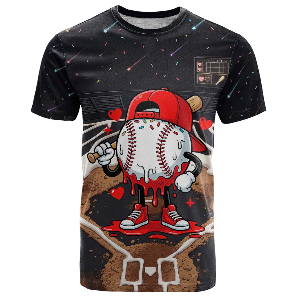 Baseball Drip Icecream T Shirt Boy Valentine Day Melting Cream Pattern