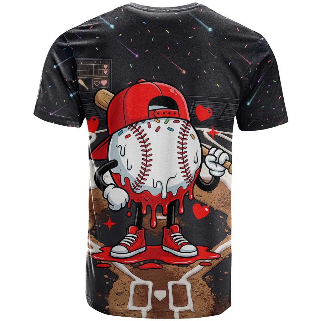 Baseball Drip Icecream T Shirt Boy Valentine Day Melting Cream Pattern