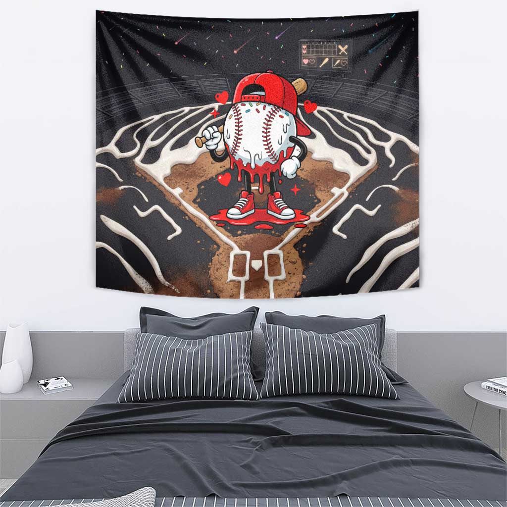Baseball Drip Icecream Tapestry Boy Valentine Day Melting Cream Pattern