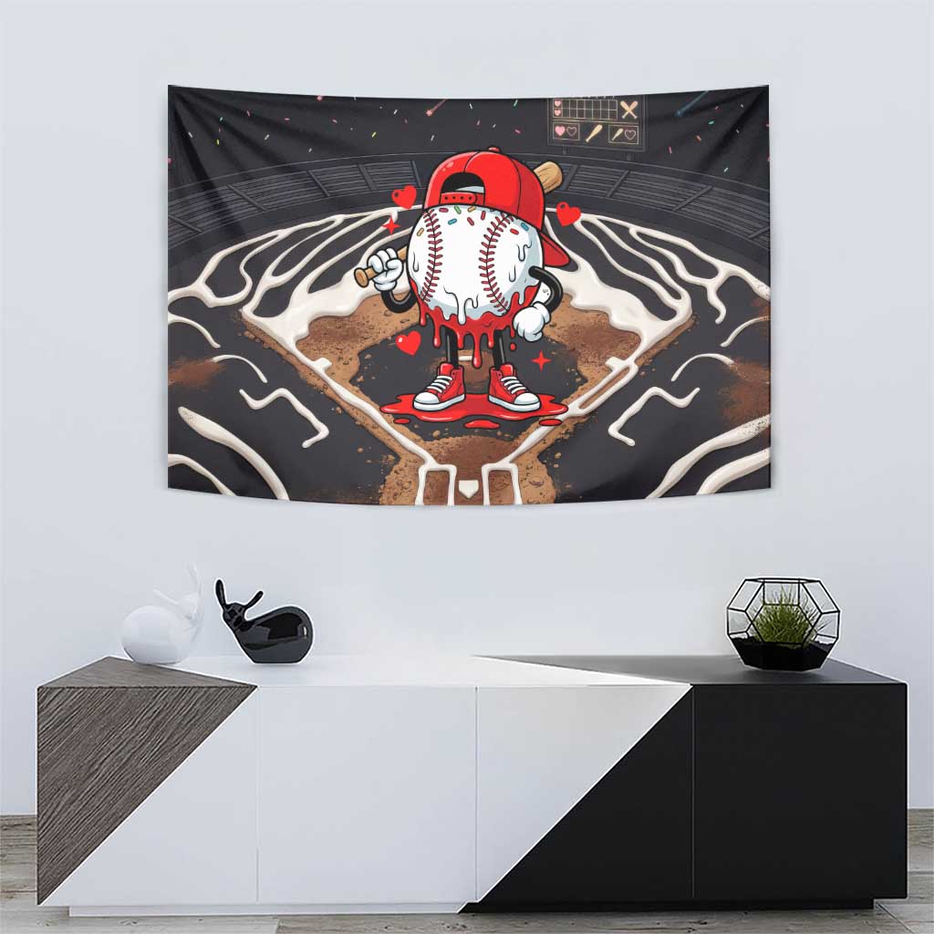 Baseball Drip Icecream Tapestry Boy Valentine Day Melting Cream Pattern