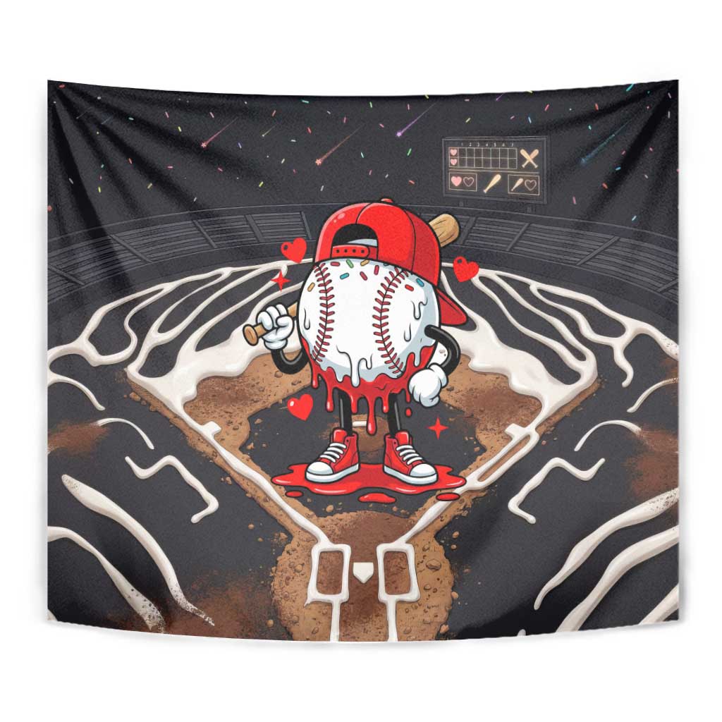 Baseball Drip Icecream Tapestry Boy Valentine Day Melting Cream Pattern