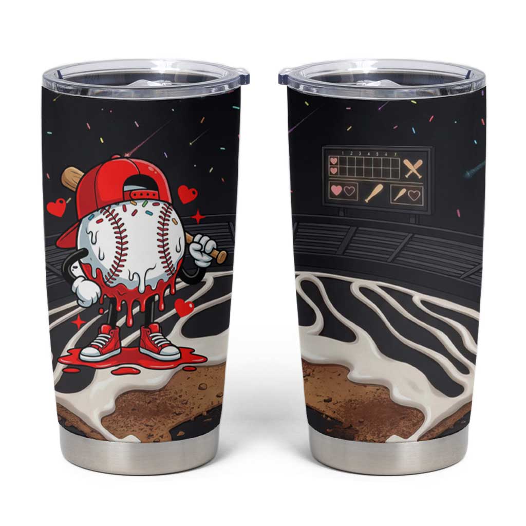 Baseball Drip Icecream Tumbler Cup Boy Valentine Day Melting Cream Pattern