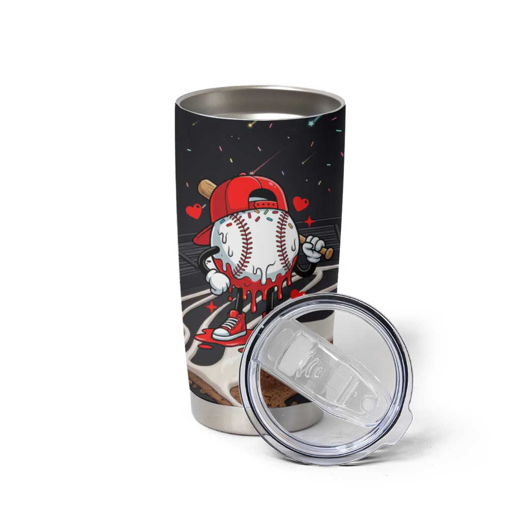 Baseball Drip Icecream Tumbler Cup Boy Valentine Day Melting Cream Pattern
