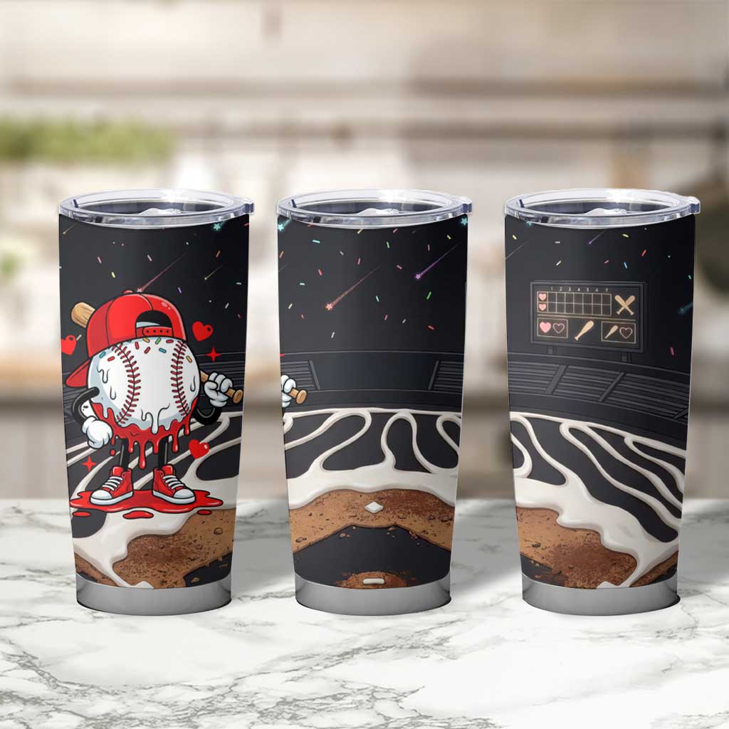 Baseball Drip Icecream Tumbler Cup Boy Valentine Day Melting Cream Pattern