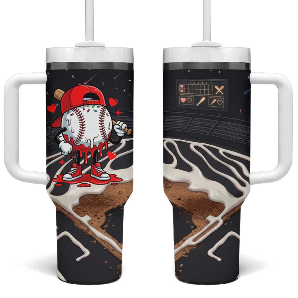 Baseball Drip Icecream Tumbler With Handle Boy Valentine Day Melting Cream Pattern
