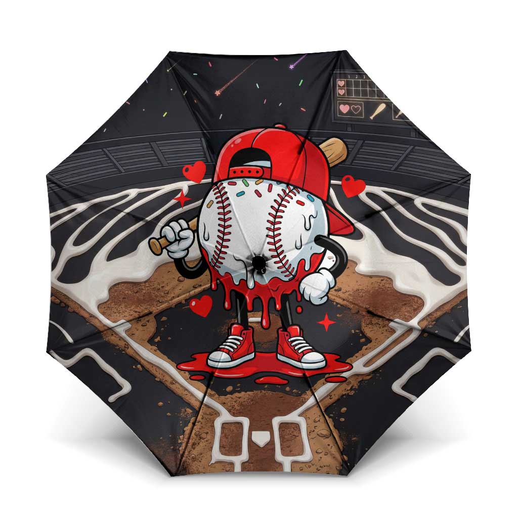 Baseball Drip Icecream Umbrella Boy Valentine Day Melting Cream Pattern