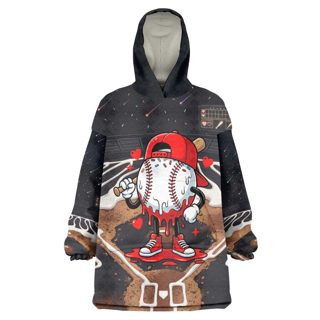 Baseball Drip Icecream Wearable Blanket Hoodie Boy Valentine Day Melting Cream Pattern