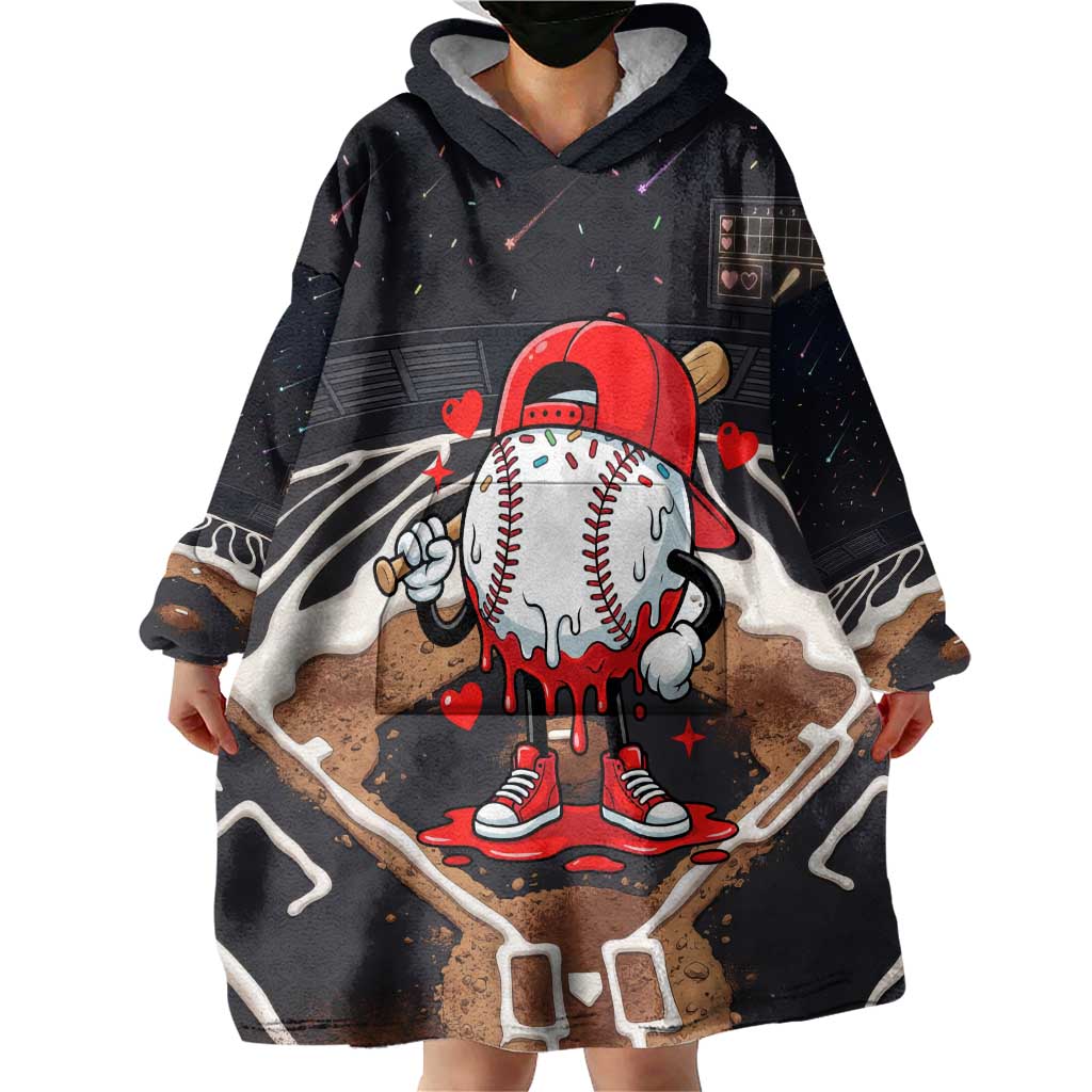 Baseball Drip Icecream Wearable Blanket Hoodie Boy Valentine Day Melting Cream Pattern