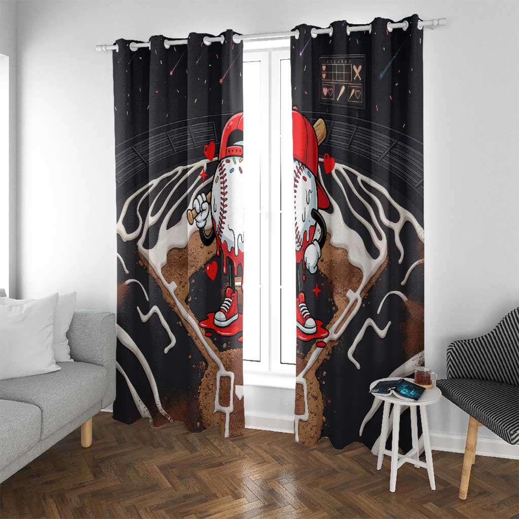 Baseball Drip Icecream Window Curtain Boy Valentine Day Melting Cream Pattern