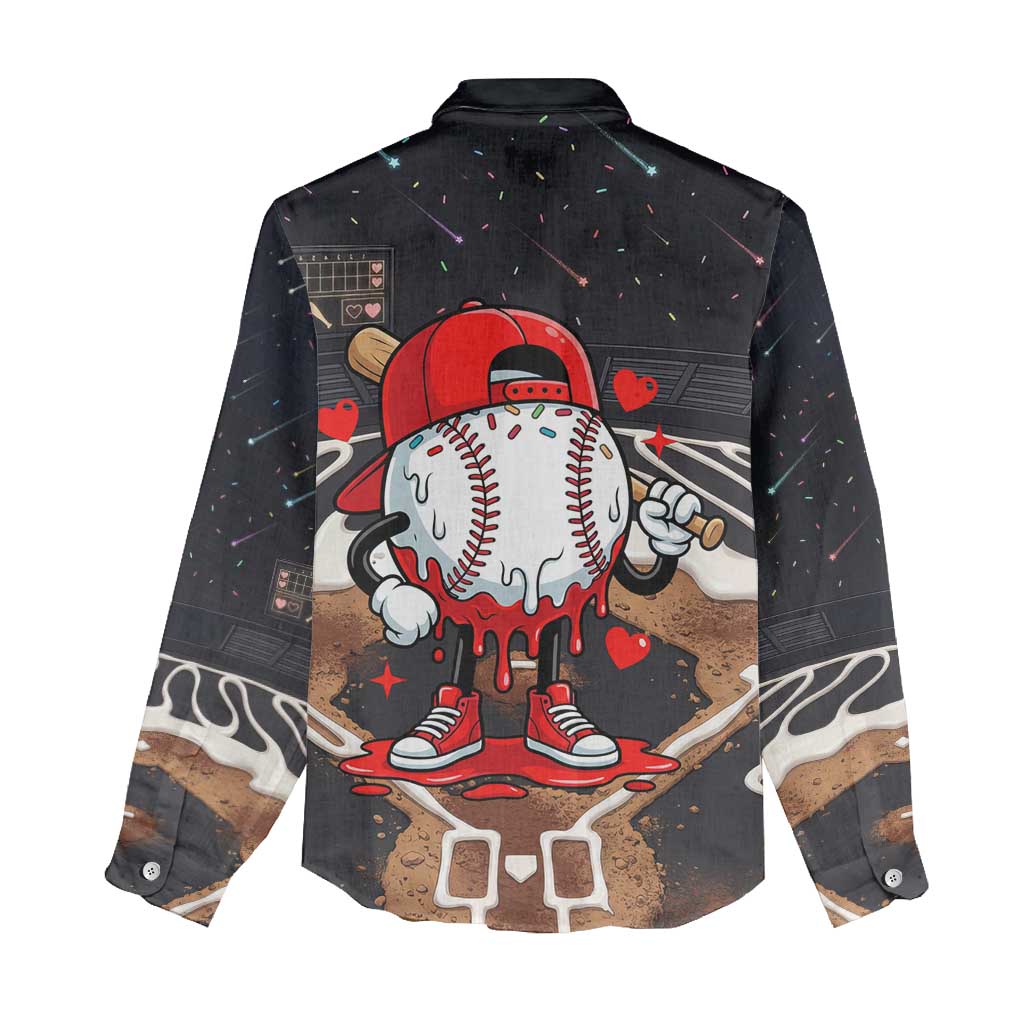 Baseball Drip Icecream Women Casual Shirt Boy Valentine Day Melting Cream Pattern