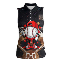 Baseball Drip Icecream Women Sleeveless Polo Shirt Boy Valentine Day Melting Cream Pattern