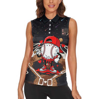Baseball Drip Icecream Women Sleeveless Polo Shirt Boy Valentine Day Melting Cream Pattern