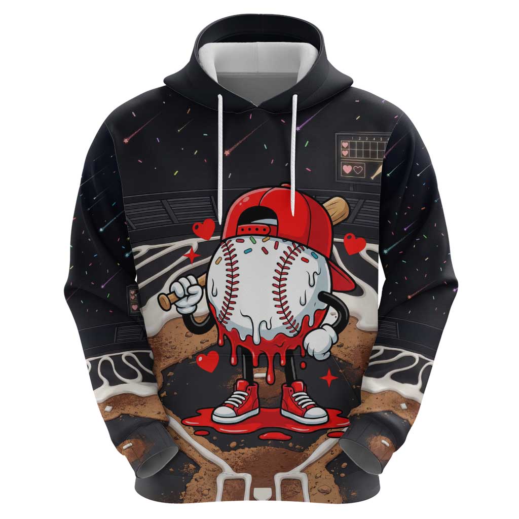 Baseball Drip Icecream Zip Hoodie Boy Valentine Day Melting Cream Pattern