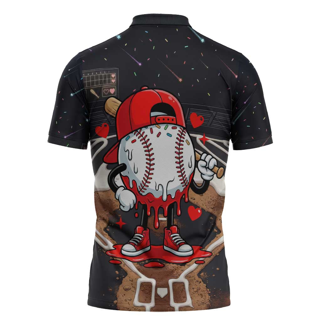Baseball Drip Icecream Zipper Polo Shirt Boy Valentine Day Melting Cream Pattern