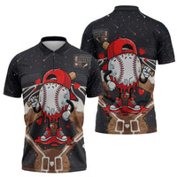 Baseball Drip Icecream Zipper Polo Shirt Boy Valentine Day Melting Cream Pattern