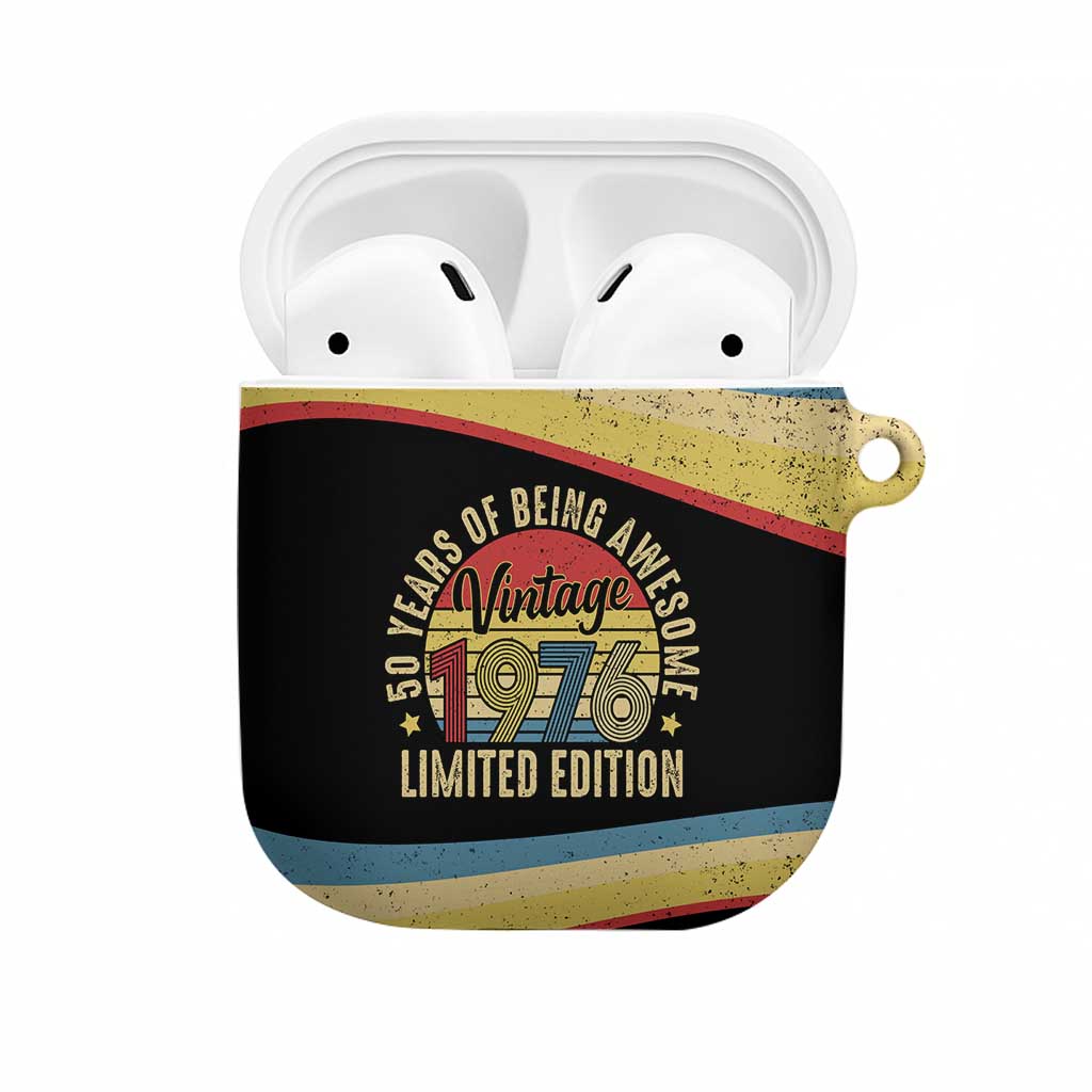 Vintage 1976 Birthday Celebration AirPods Case 50th Birthday for Him - Retro Distressed Stripe Pattern
