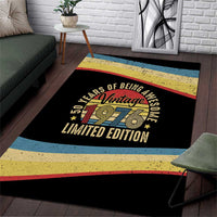 Vintage 1976 Birthday Celebration Area Rug 50th Birthday for Him - Retro Distressed Stripe Pattern