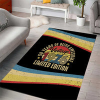 Vintage 1976 Birthday Celebration Area Rug 50th Birthday for Him - Retro Distressed Stripe Pattern
