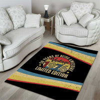 Vintage 1976 Birthday Celebration Area Rug 50th Birthday for Him - Retro Distressed Stripe Pattern