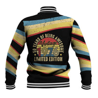 Vintage 1976 Birthday Celebration Baseball Jacket 50th Birthday for Him - Retro Distressed Stripe Pattern