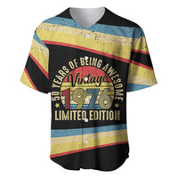 Vintage 1976 Birthday Celebration Baseball Jersey 50th Birthday for Him - Retro Distressed Stripe Pattern