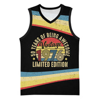 Vintage 1976 Birthday Celebration Basketball Jersey 50th Birthday for Him - Retro Distressed Stripe Pattern