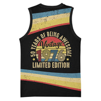 Vintage 1976 Birthday Celebration Basketball Jersey 50th Birthday for Him - Retro Distressed Stripe Pattern
