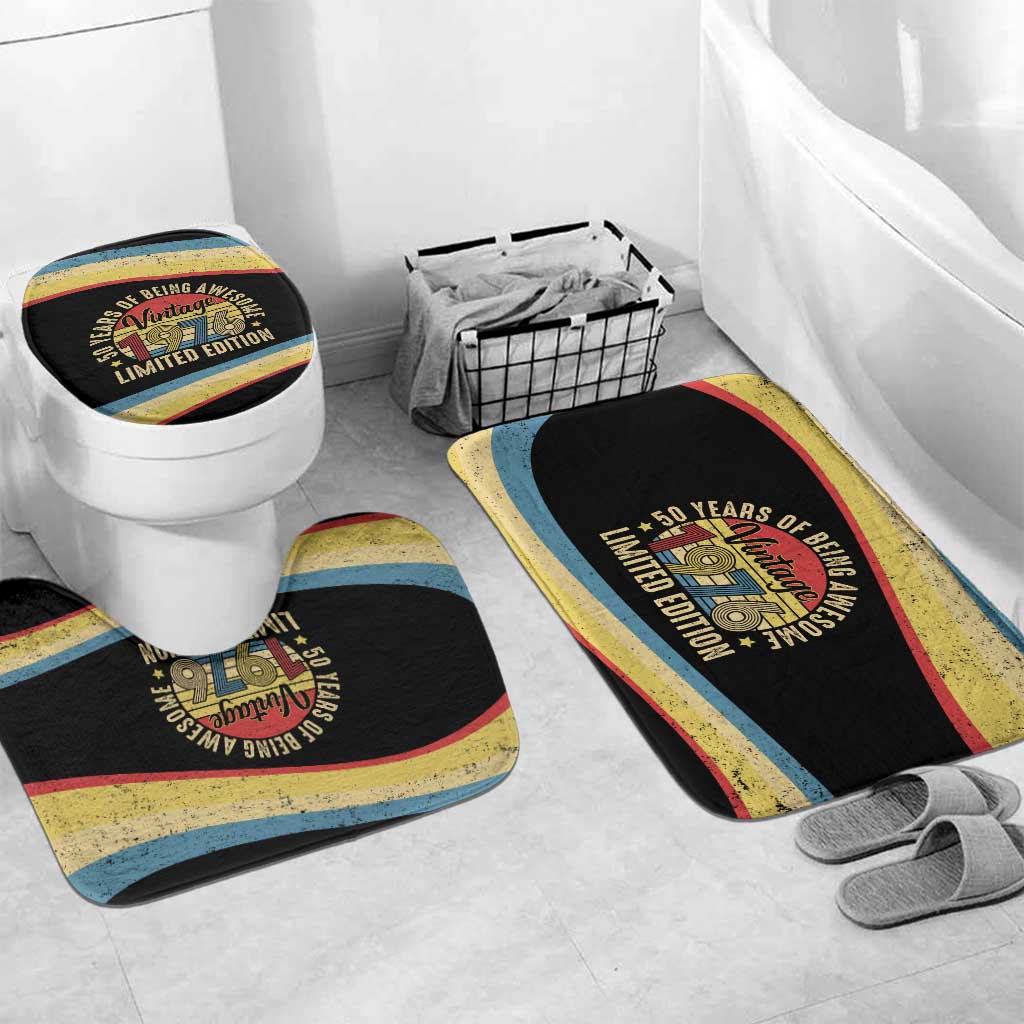 Vintage 1976 Birthday Celebration Bathroom Set 50th Birthday for Him - Retro Distressed Stripe Pattern