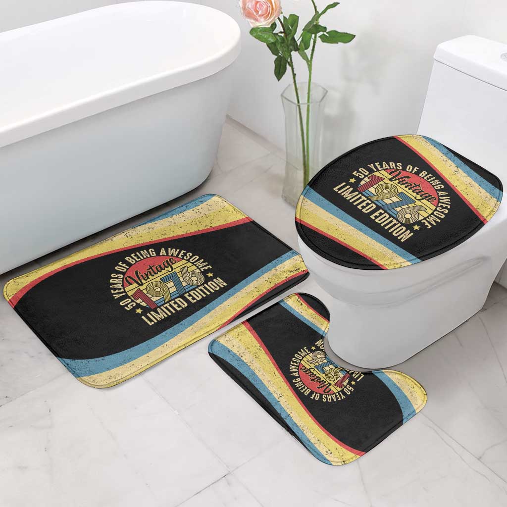 Vintage 1976 Birthday Celebration Bathroom Set 50th Birthday for Him - Retro Distressed Stripe Pattern