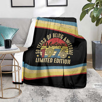 Vintage 1976 Birthday Celebration Blanket 50th Birthday for Him - Retro Distressed Stripe Pattern
