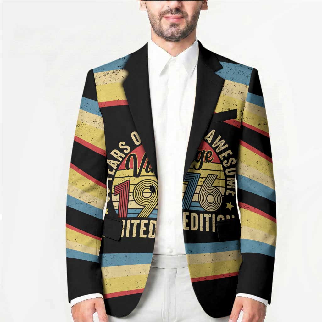 Vintage 1976 Birthday Celebration Blazer 50th Birthday for Him - Retro Distressed Stripe Pattern