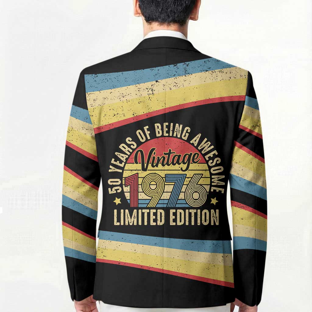 Vintage 1976 Birthday Celebration Blazer 50th Birthday for Him - Retro Distressed Stripe Pattern