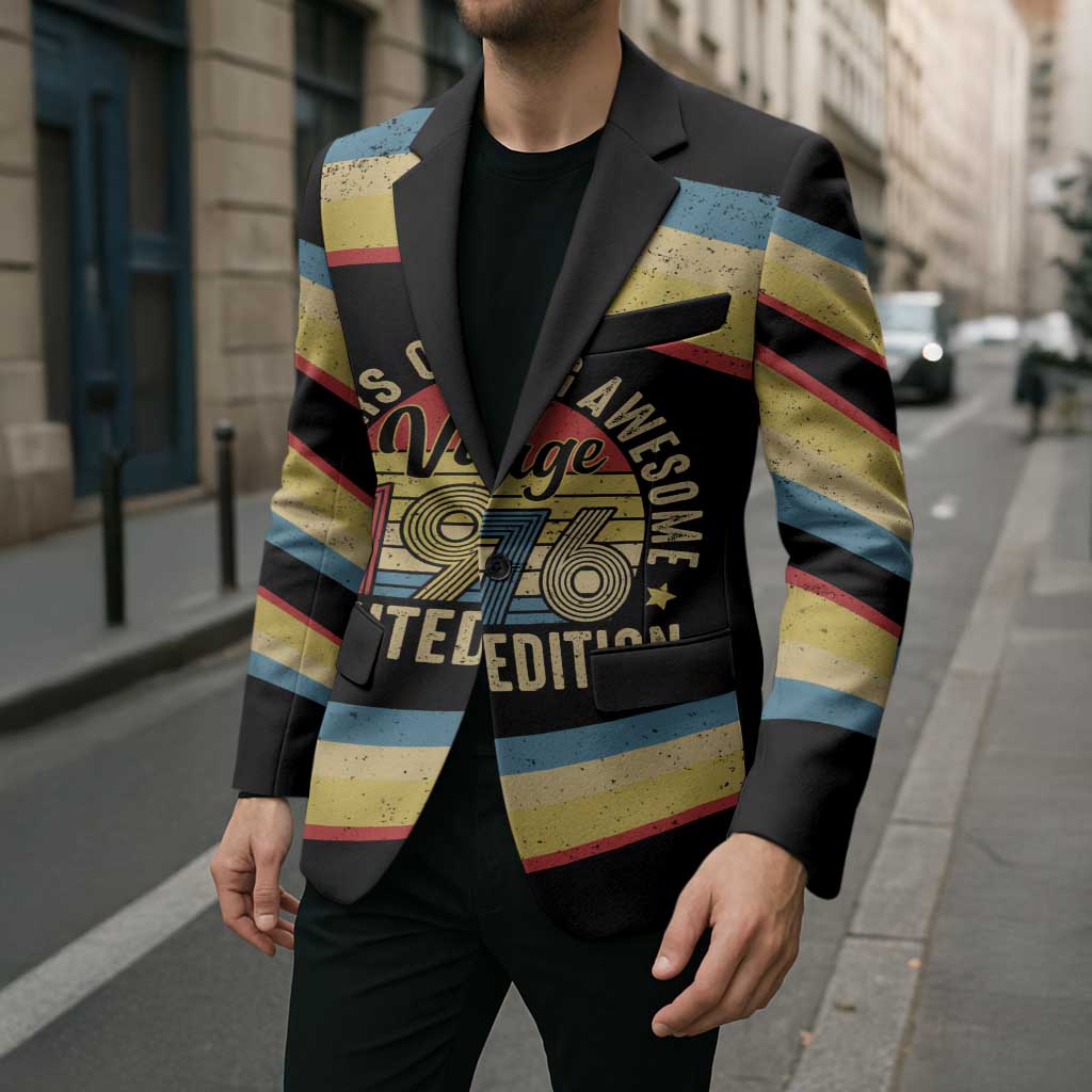 Vintage 1976 Birthday Celebration Blazer 50th Birthday for Him - Retro Distressed Stripe Pattern