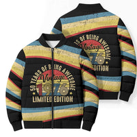 Vintage 1976 Birthday Celebration Bomber Puffer Jacket 50th Birthday for Him - Retro Distressed Stripe Pattern