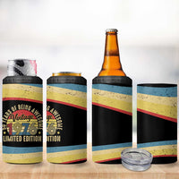 Vintage 1976 Birthday Celebration 4 in 1 Can Cooler Tumbler 50th Birthday for Him - Retro Distressed Stripe Pattern