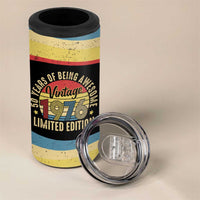 Vintage 1976 Birthday Celebration 4 in 1 Can Cooler Tumbler 50th Birthday for Him - Retro Distressed Stripe Pattern