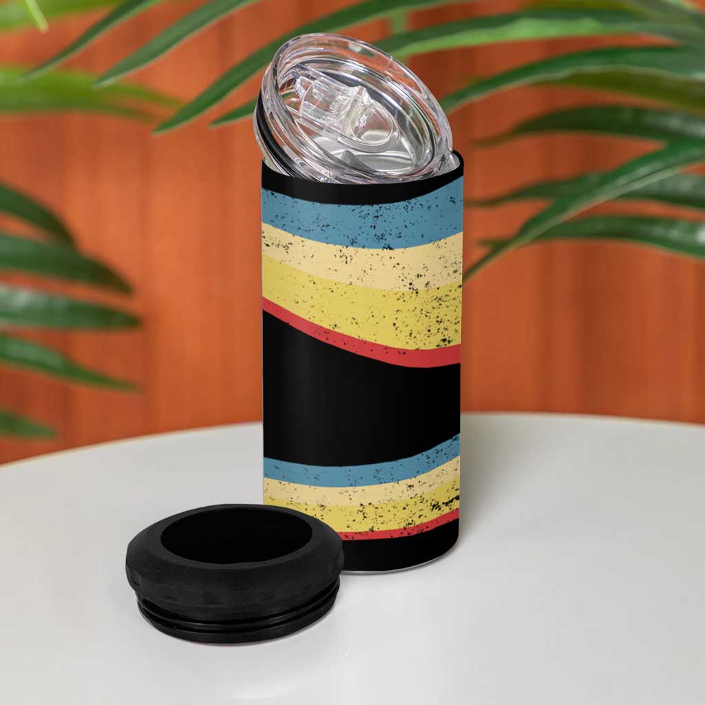 Vintage 1976 Birthday Celebration 4 in 1 Can Cooler Tumbler 50th Birthday for Him - Retro Distressed Stripe Pattern