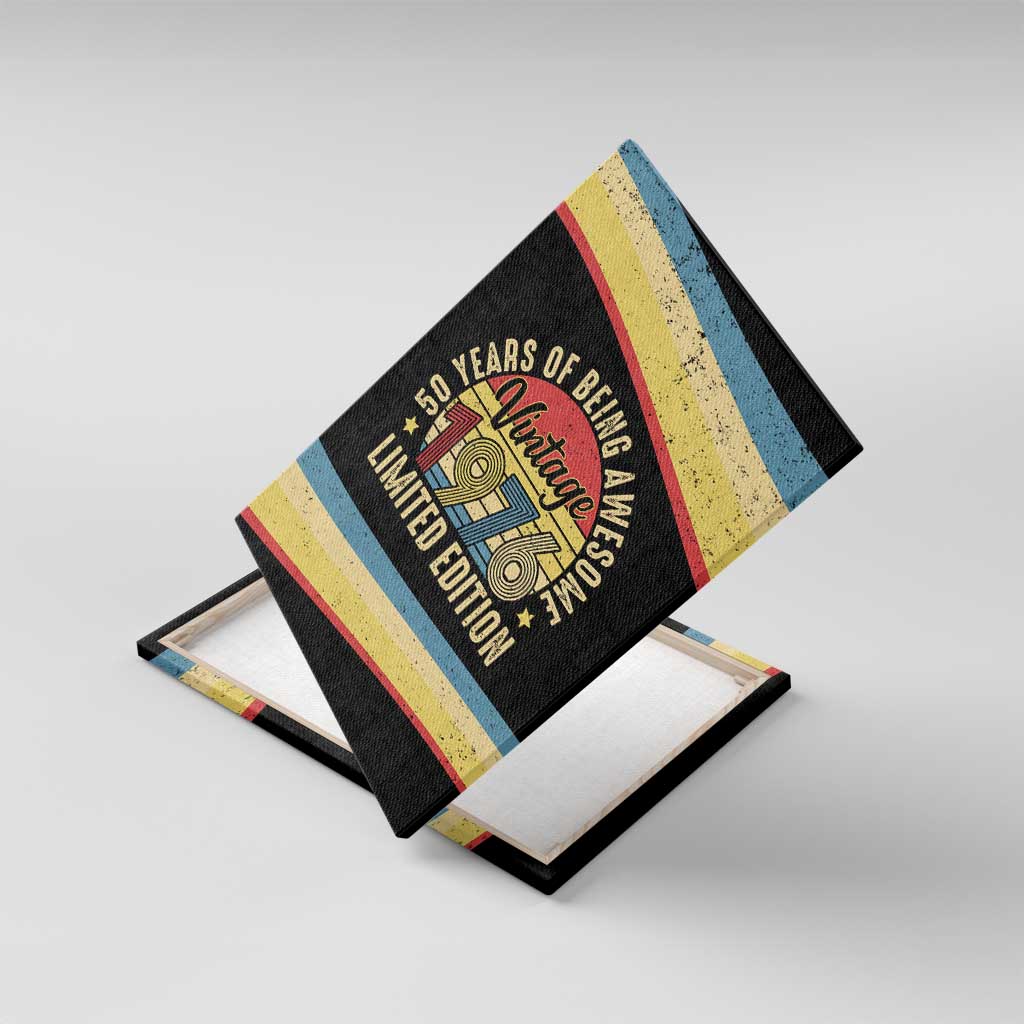 Vintage 1976 Birthday Celebration Canvas Wall Art 50th Birthday for Him - Retro Distressed Stripe Pattern