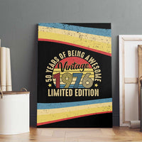 Vintage 1976 Birthday Celebration Canvas Wall Art 50th Birthday for Him - Retro Distressed Stripe Pattern