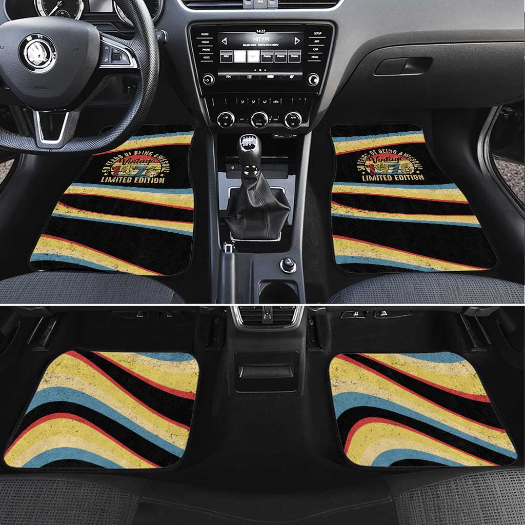 Vintage 1976 Birthday Celebration Car Mats 50th Birthday for Him - Retro Distressed Stripe Pattern