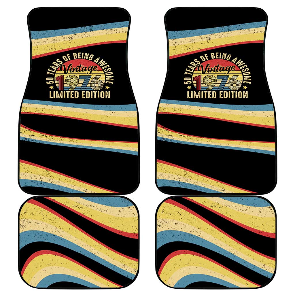 Vintage 1976 Birthday Celebration Car Mats 50th Birthday for Him - Retro Distressed Stripe Pattern