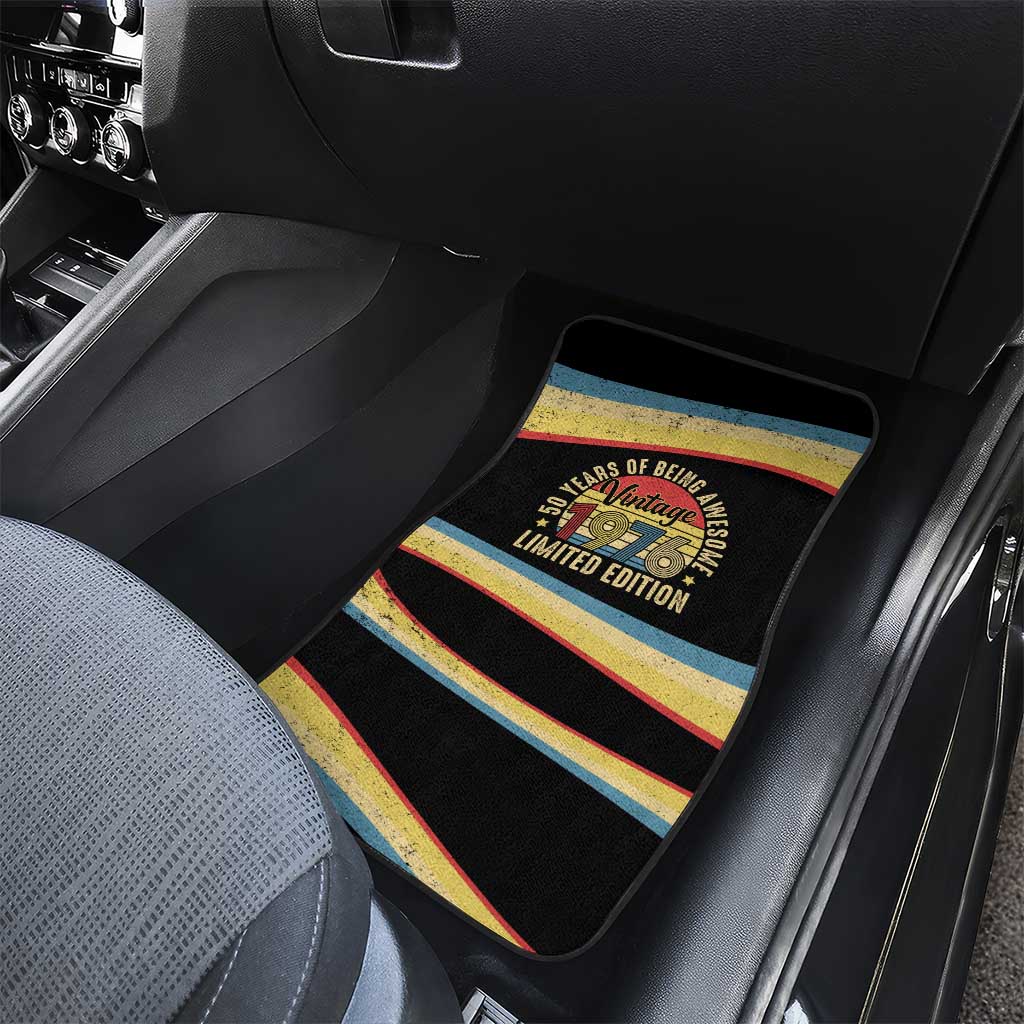 Vintage 1976 Birthday Celebration Car Mats 50th Birthday for Him - Retro Distressed Stripe Pattern