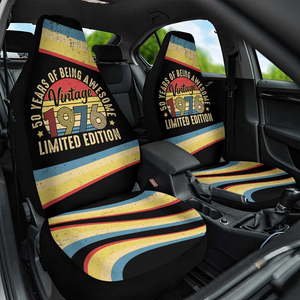 Vintage 1976 Birthday Celebration Car Seat Cover 50th Birthday for Him - Retro Distressed Stripe Pattern