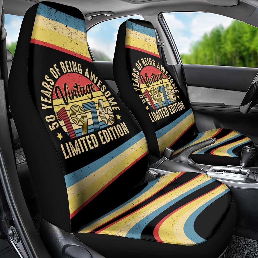 Vintage 1976 Birthday Celebration Car Seat Cover 50th Birthday for Him - Retro Distressed Stripe Pattern