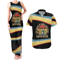 Vintage 1976 Birthday Celebration Couples Matching Tank Maxi Dress and Hawaiian Shirt 50th Birthday for Him - Retro Distressed Stripe Pattern